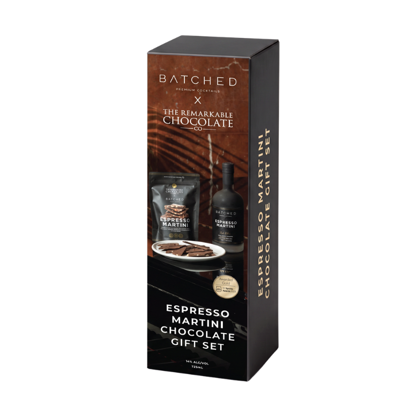 BATCHED Espresso Martini 725ml X The Remarkable Chocolate Bark 125g Giftbox (Wholesale)