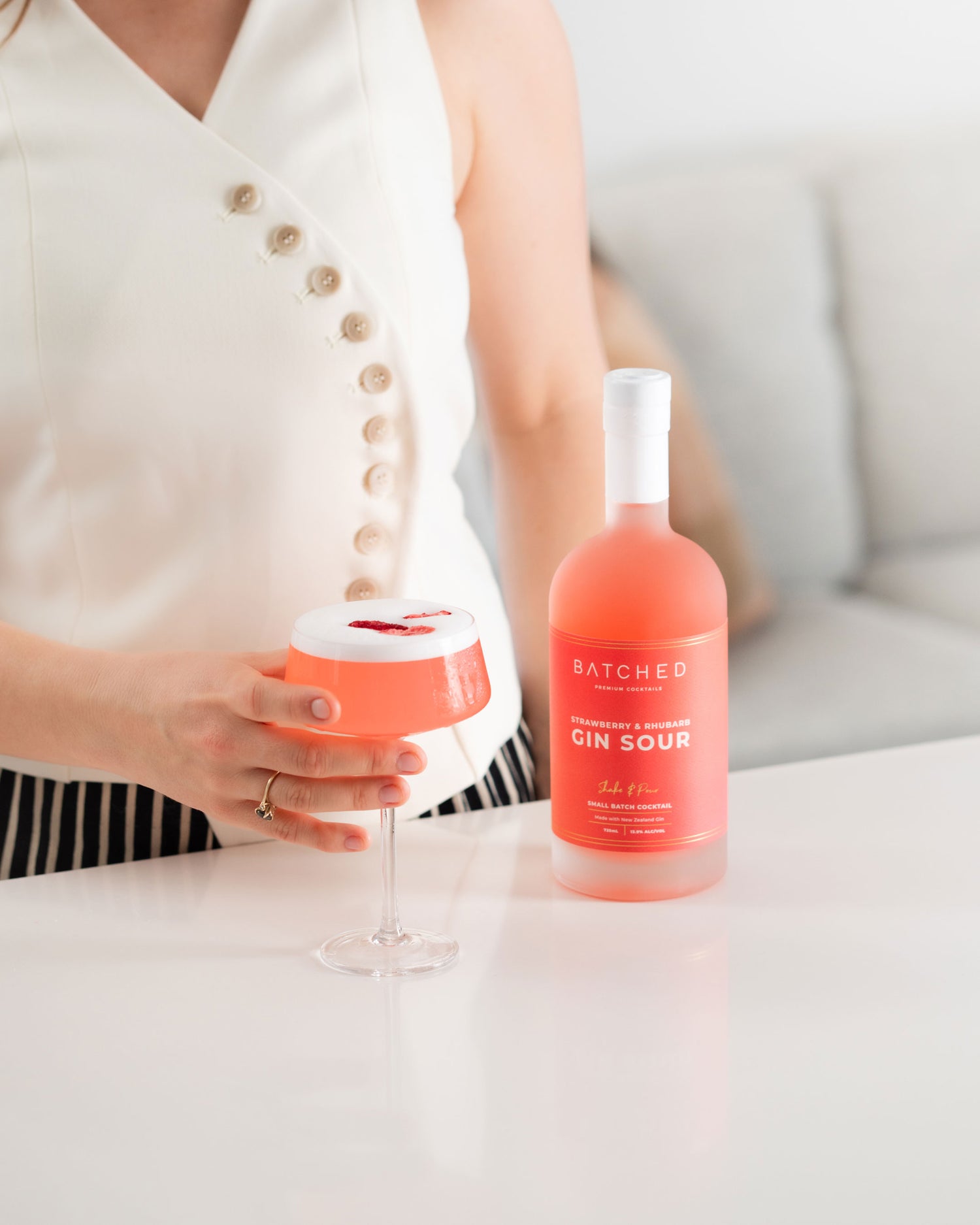 BATCHED Strawberry & Rhubarb Gin Sour