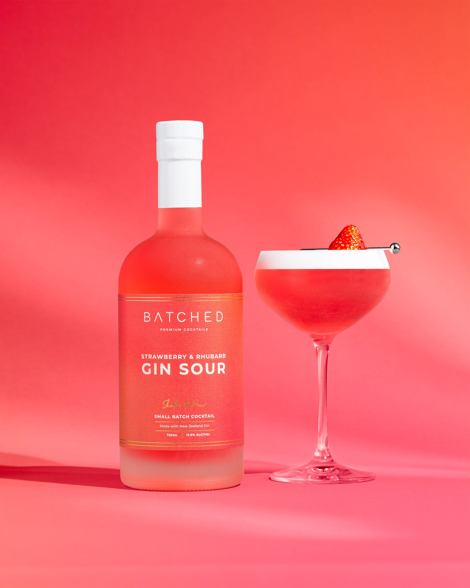 BATCHED Strawberry & Rhubarb Gin Sour